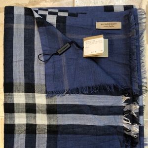 Burberry Giant Check Print Wool Silk Scarf